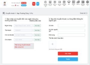 Thực hiện nạp tiền vào tài khoản 